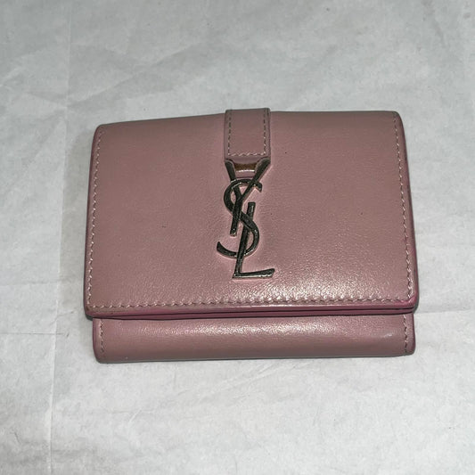YSL Tri-Fold Wallet, Pink – 3.5"H x 5.5"L x 1.2"W