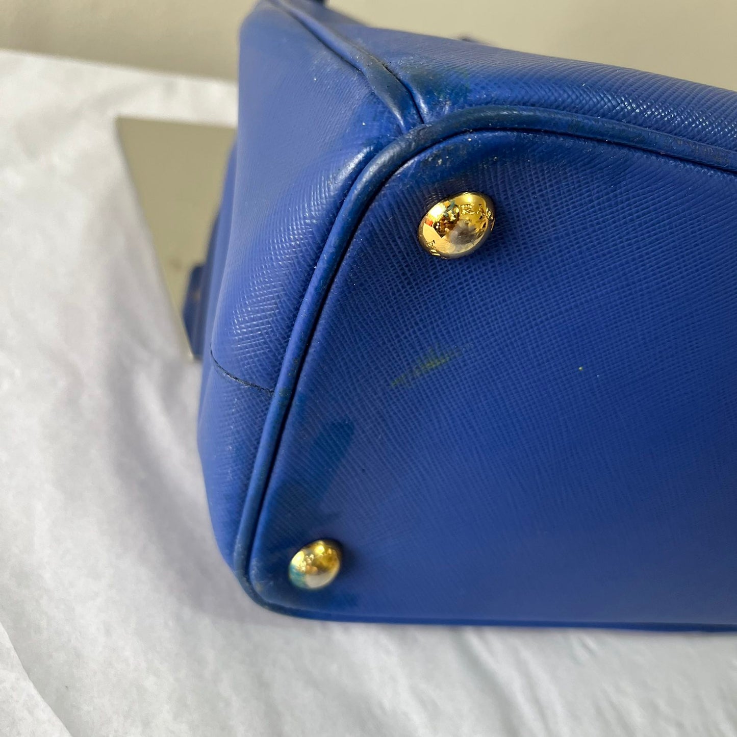 Prada Galleria Saffiano Blue – 9"H x 13"L x 5.5"W