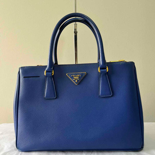 Prada Galleria Saffiano Blue – 9"H x 13"L x 5.5"W