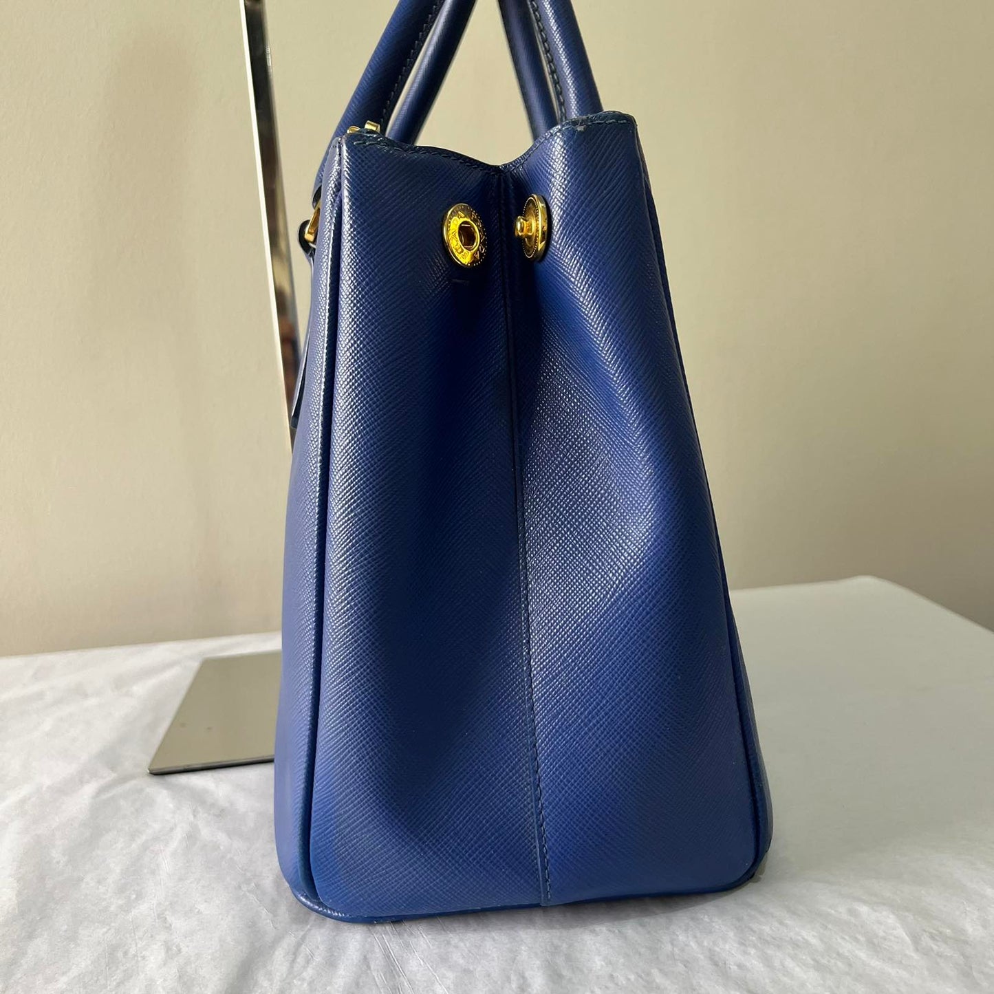 Prada Galleria Saffiano Blue – 9"H x 13"L x 5.5"W