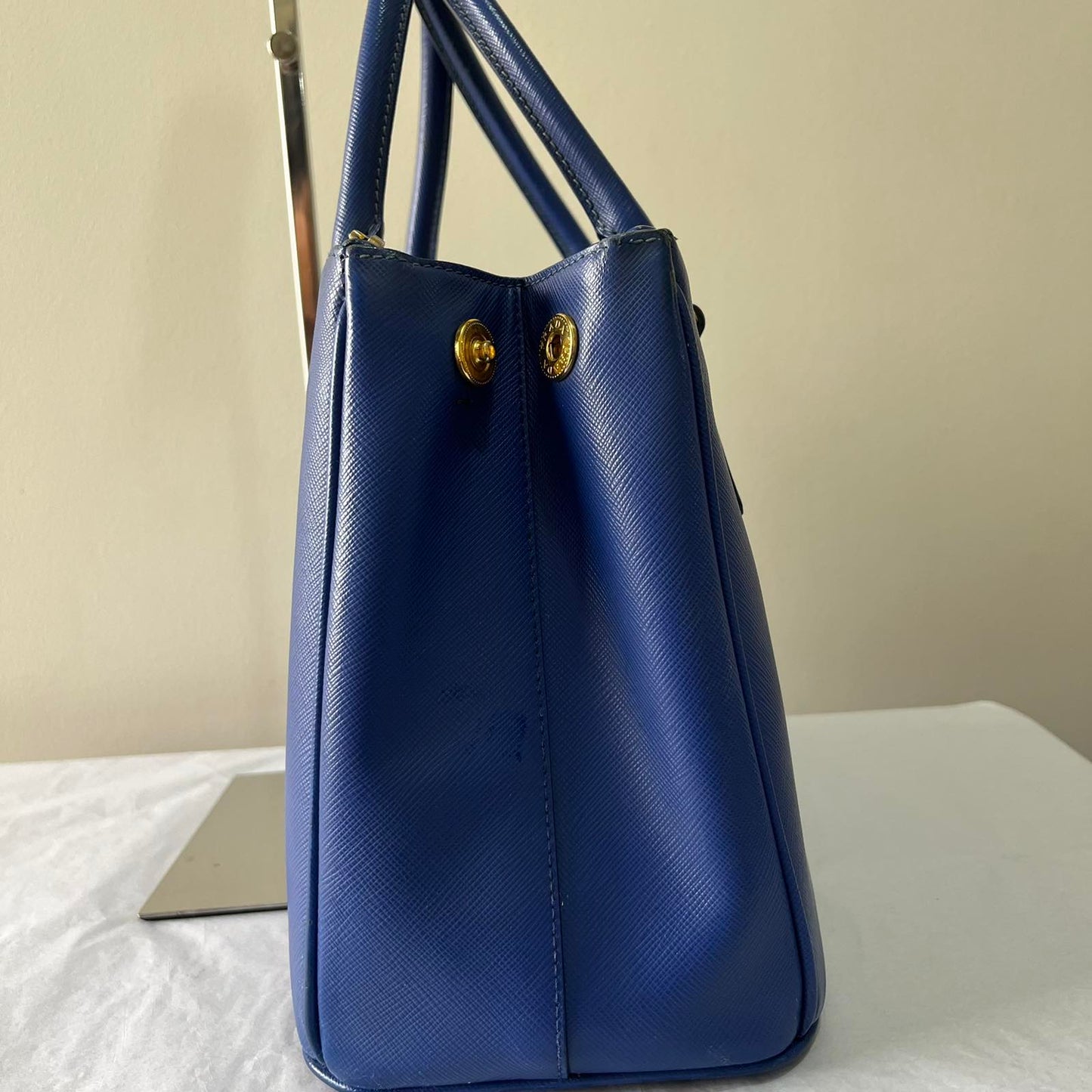 Prada Galleria Saffiano Blue – 9"H x 13"L x 5.5"W