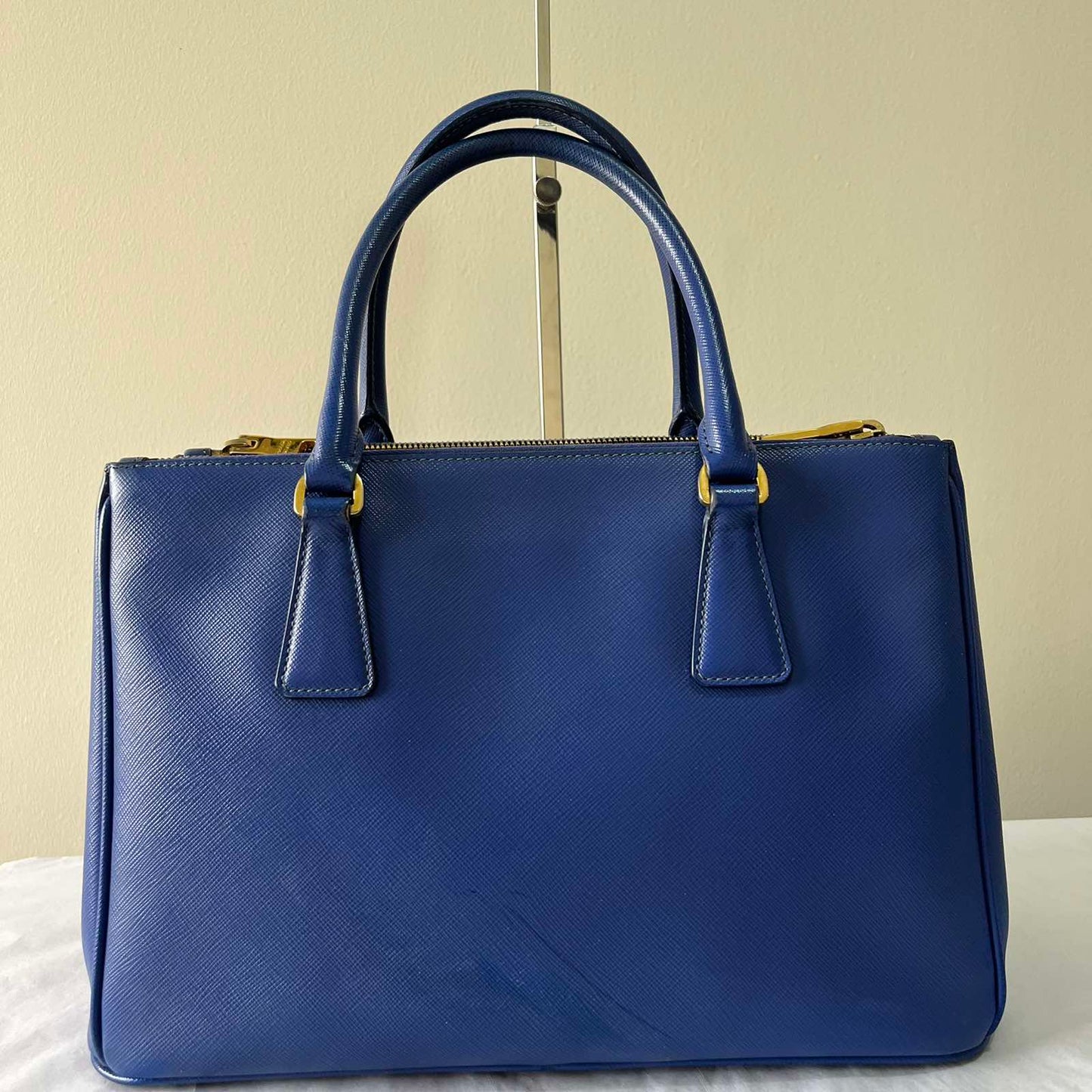 Prada Galleria Saffiano Blue – 9"H x 13"L x 5.5"W