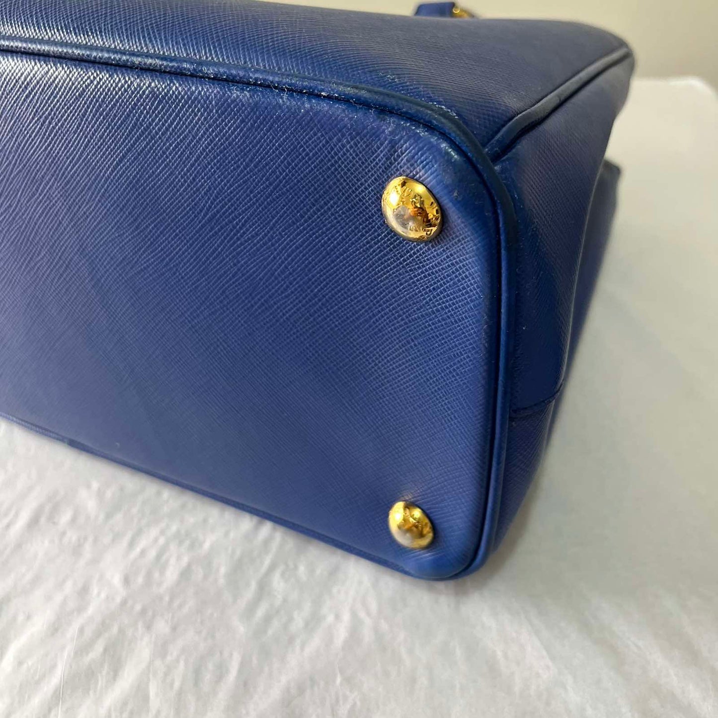 Prada Galleria Saffiano Blue – 9"H x 13"L x 5.5"W
