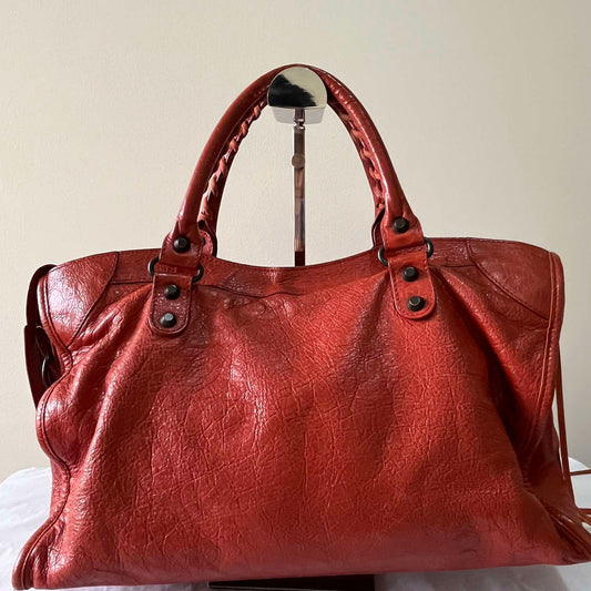 Balenciaga City Rust Orange – 9.4"H x 15"L x 5.5"W