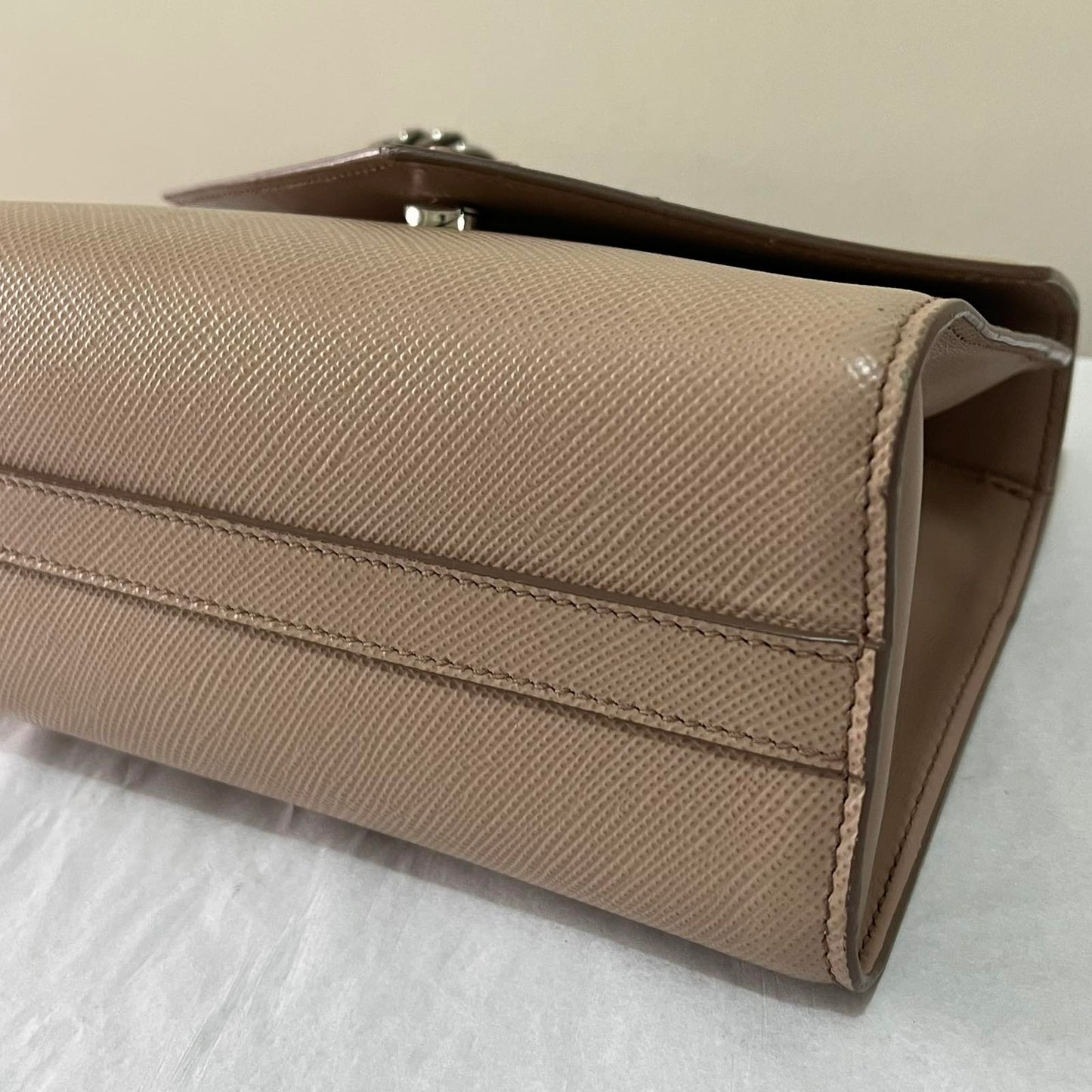 Prada Saffiano Small Pink Beige – 7.5"H x 10"L x 4.5"W