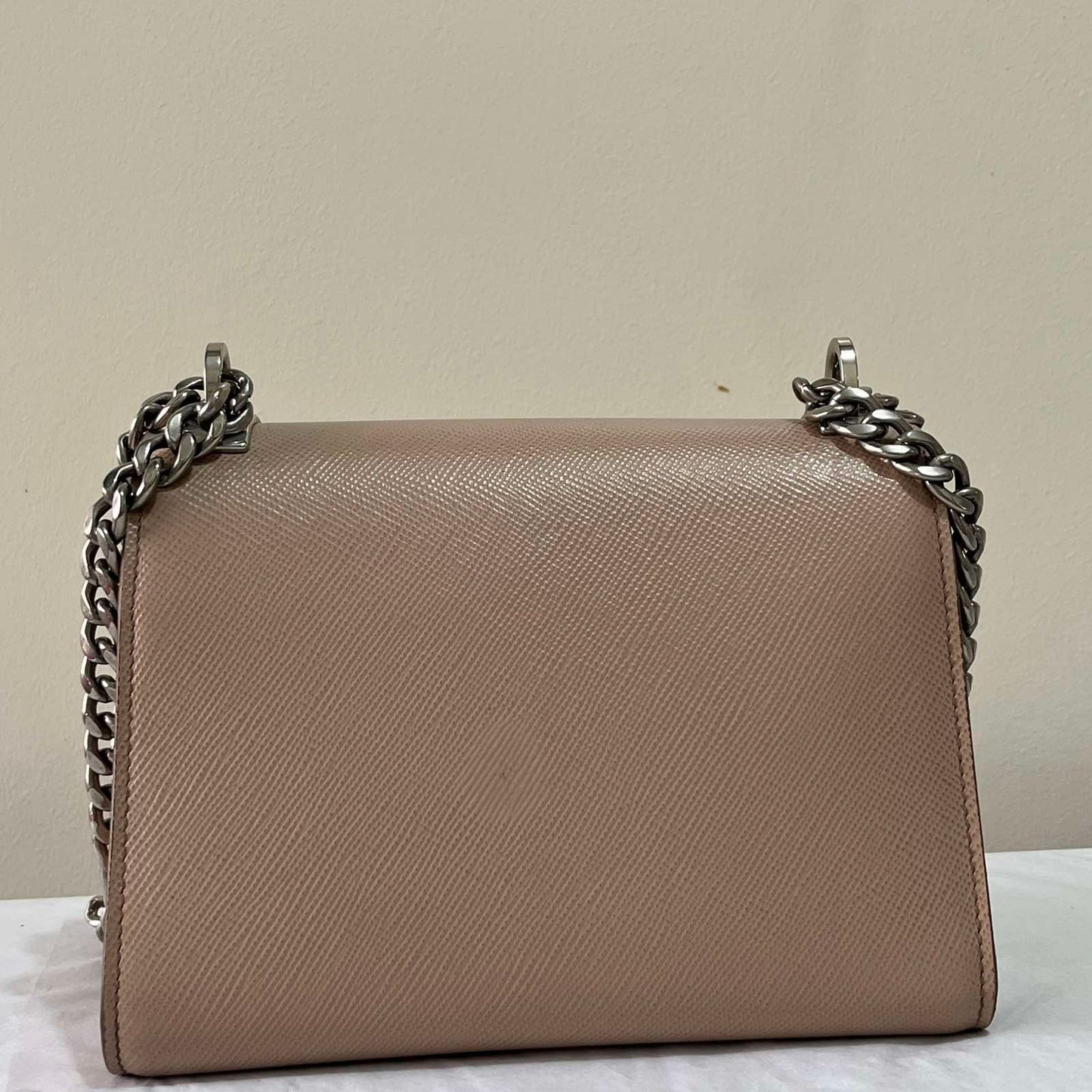 Prada Saffiano Small Pink Beige – 7.5"H x 10"L x 4.5"W