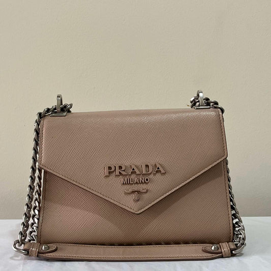 Prada Saffiano Small Pink Beige – 7.5"H x 10"L x 4.5"W