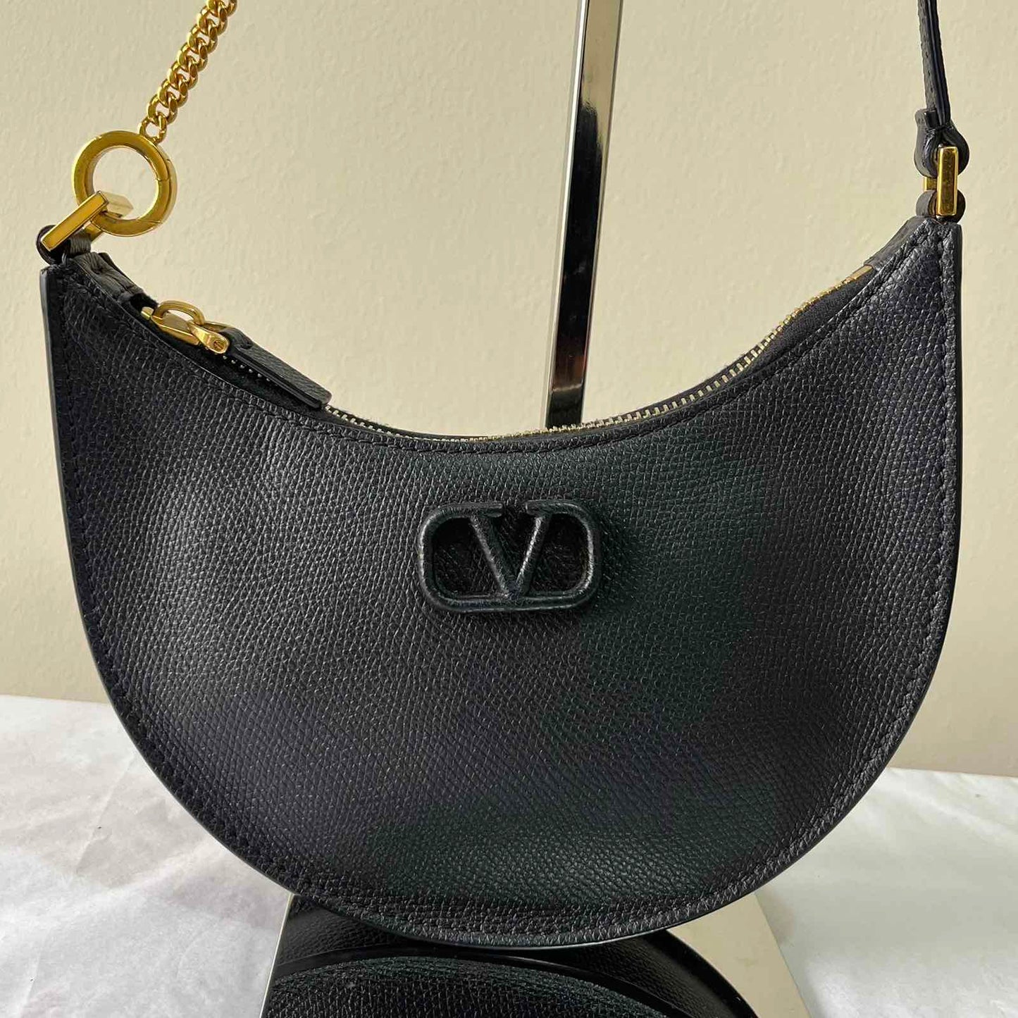 Valentino Garavani Grainy Calfskin Mini Black – 5.5"H x 7.5"L x 2.4"W
