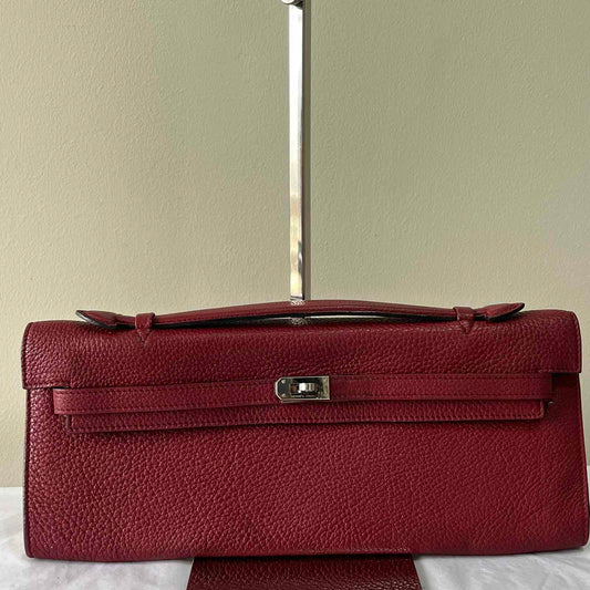 Hermès Kelly Purse Maroon – 7.5"H x 10"L x 3.5"W
