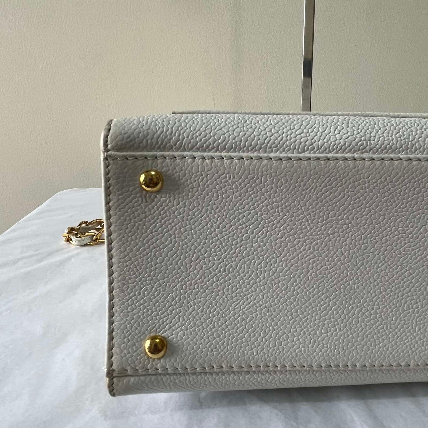 Chanel Caviar Pocket Camera White – 5.5"H x 7.5"L x 2.5"W