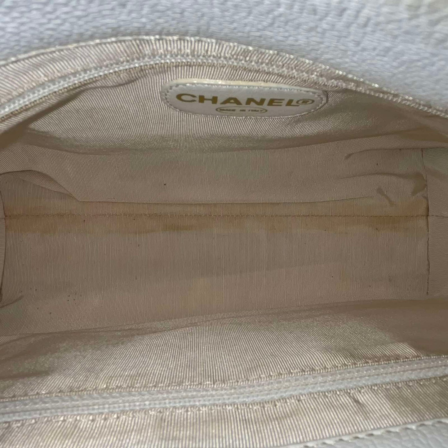 Chanel Caviar Pocket Camera White – 5.5"H x 7.5"L x 2.5"W