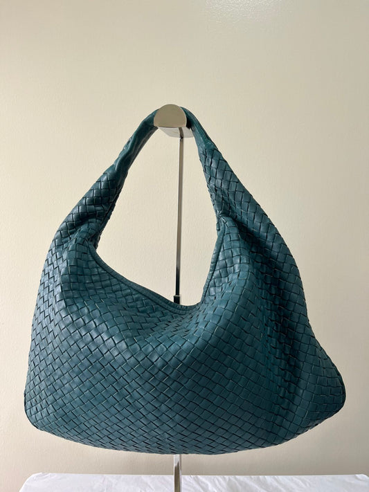Bottega Venetta Intrecciato Hobo - Teal– 12.2"H x 16.5"L x 2.4"W