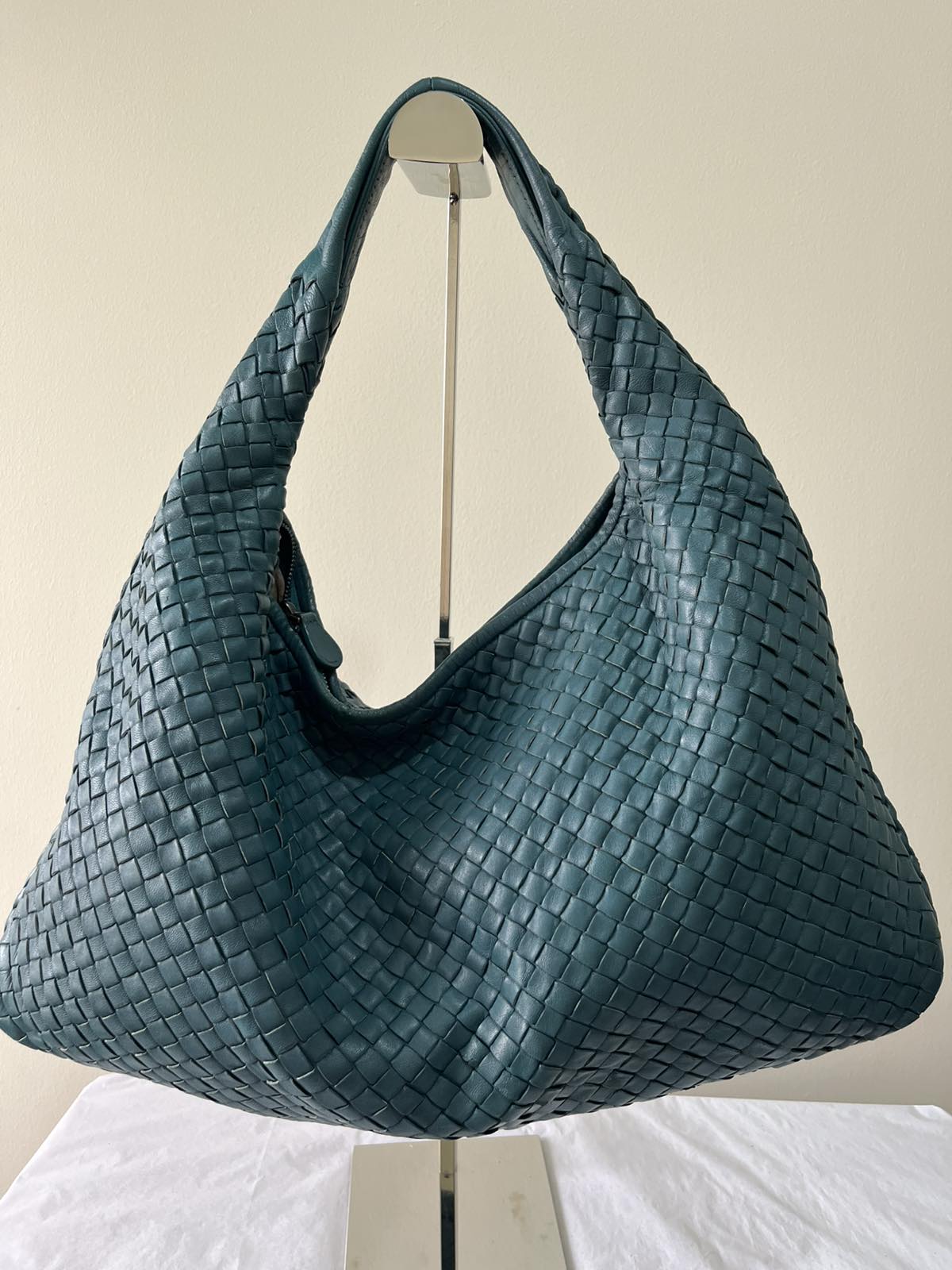 Bottega Venetta Intrecciato Hobo - Teal– 12.2"H x 16.5"L x 2.4"W