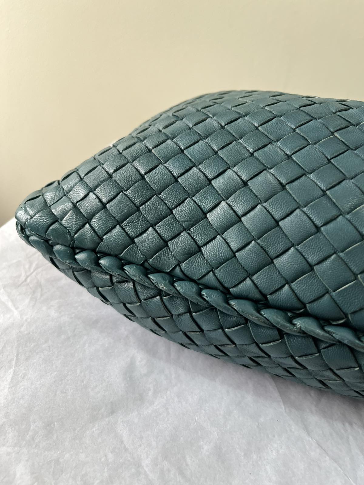 Bottega Venetta Intrecciato Hobo - Teal– 12.2"H x 16.5"L x 2.4"W