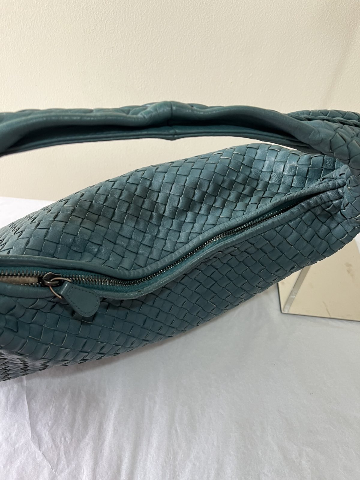 Bottega Venetta Intrecciato Hobo - Teal– 12.2"H x 16.5"L x 2.4"W