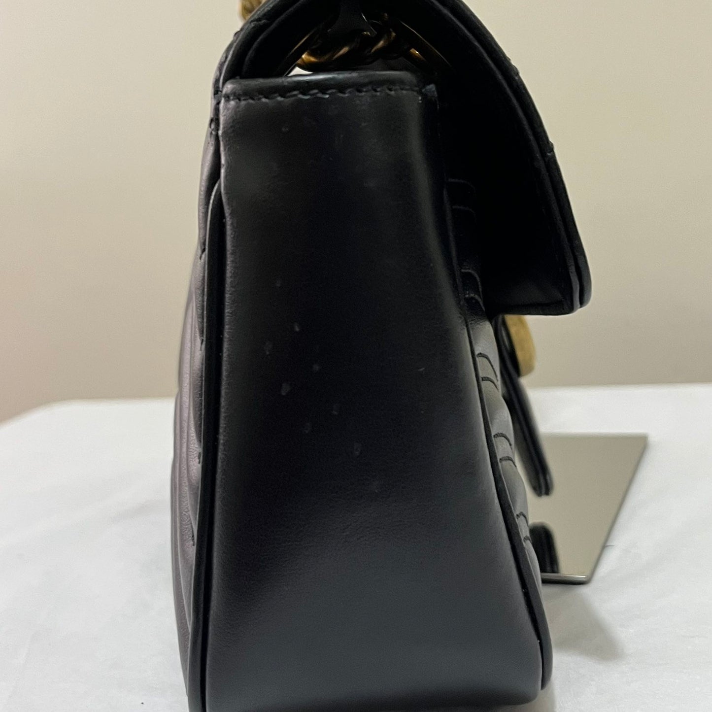 Gucci Marmont Black GHW – 5.5"H x 9.5"L x 3"W