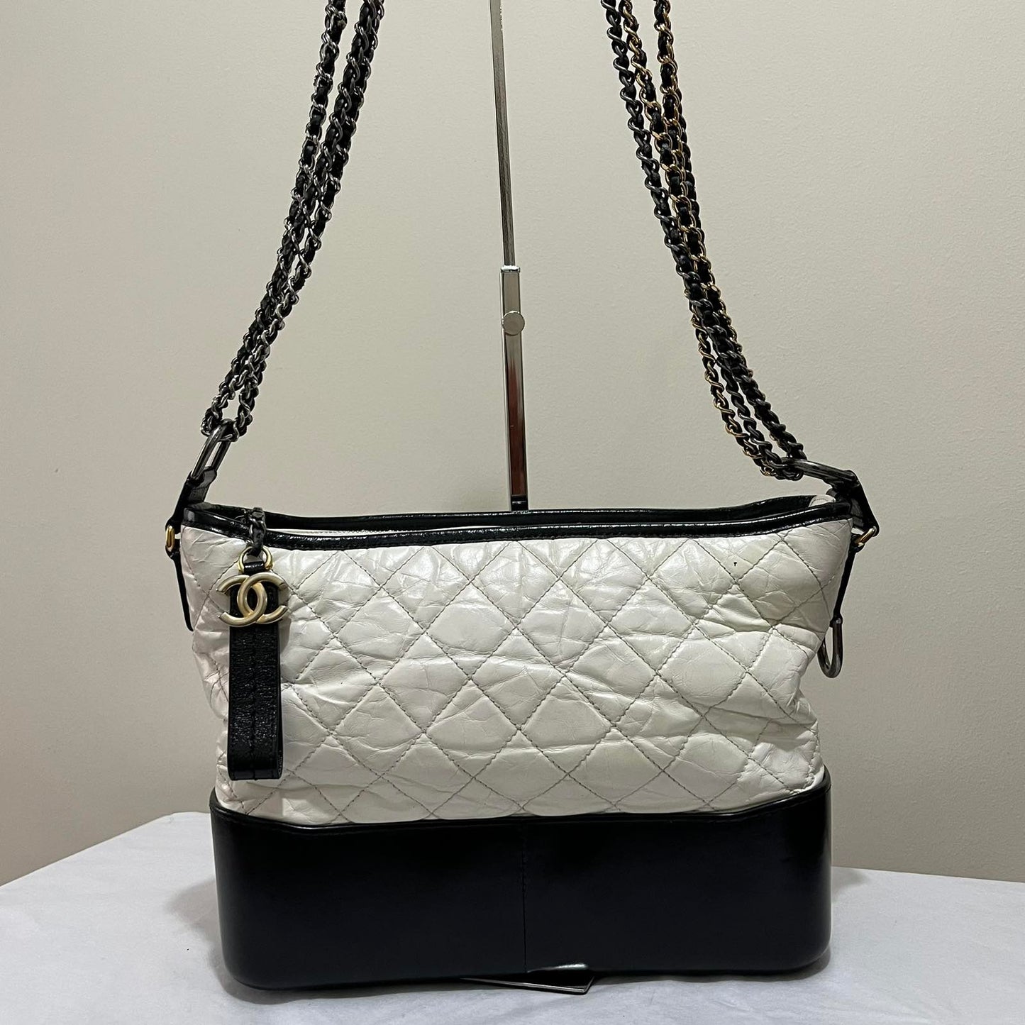 Chanel Gabrielle Medium Black and White – 8"H x 11"L x 3.5"W