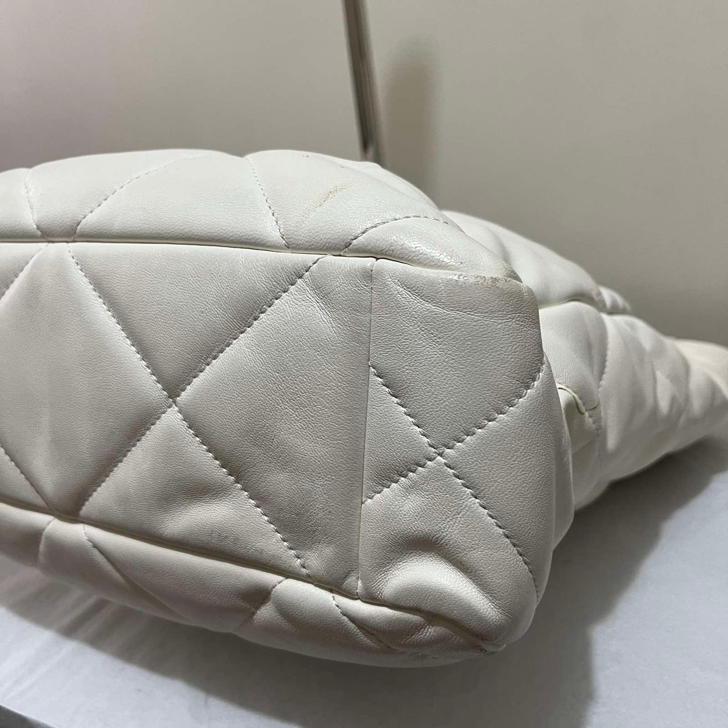 Chanel C19 Grand Shopping Tote White – 10"H x 13.4"L x 5"W