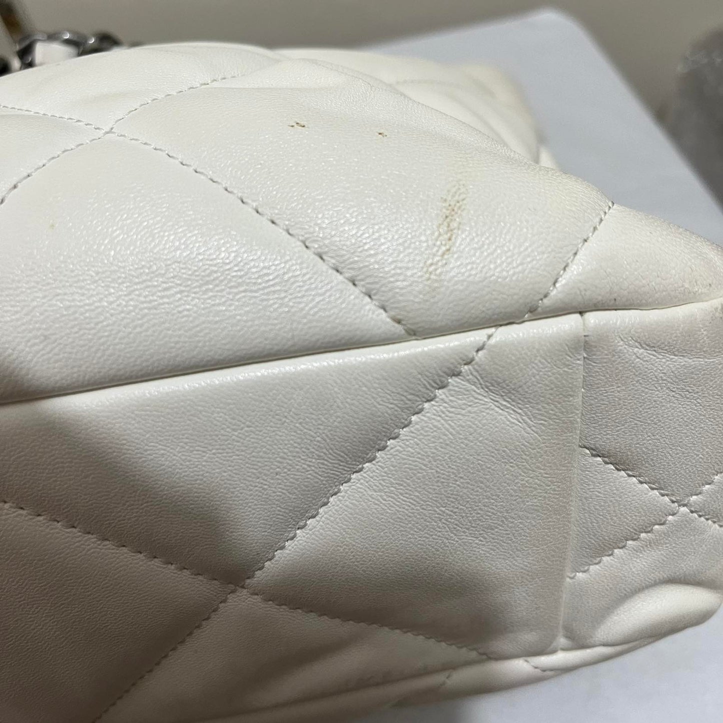 Chanel C19 Grand Shopping Tote White – 10"H x 13.4"L x 5"W