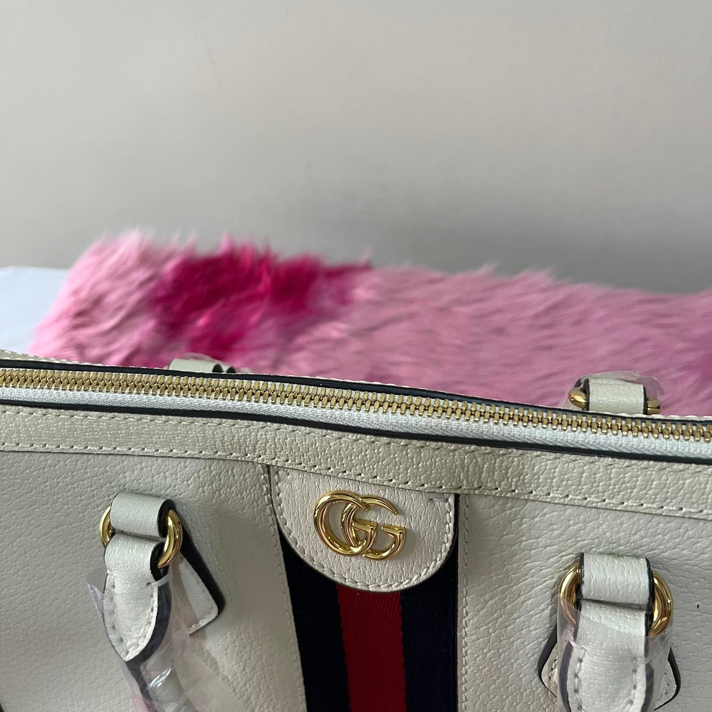 Gucci Ophidia Duffle White – 9.5"H x 13.8"L x 6.3"W