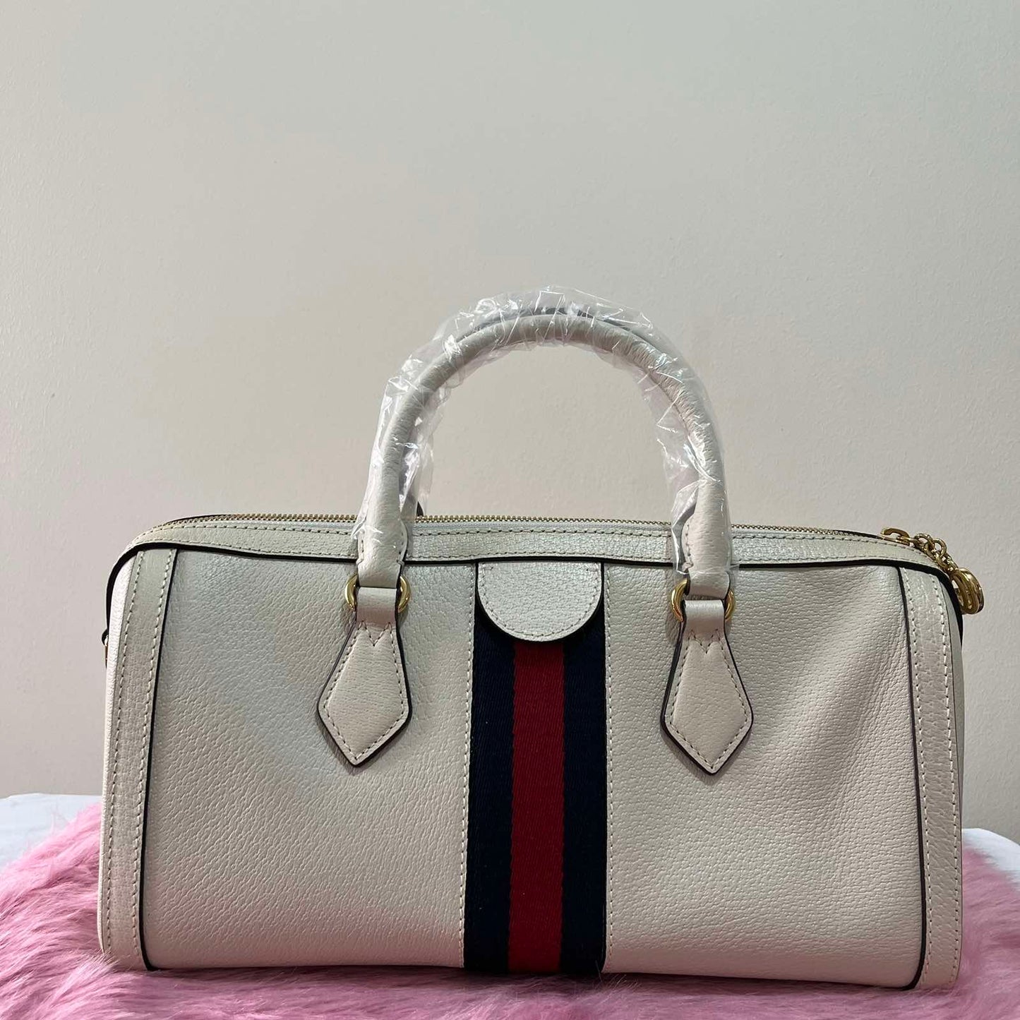 Gucci Ophidia Duffle White – 9.5"H x 13.8"L x 6.3"W