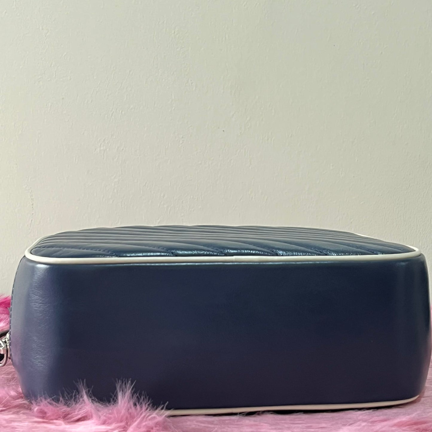 Gucci Bamboo Navy Blue – 7.5"H x 10.6"L x 3.5"W