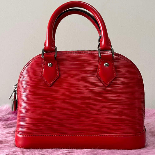 Louis Vuitton Alma BB Epi Red – 6.7"H x 9.8"L x 4.7"W