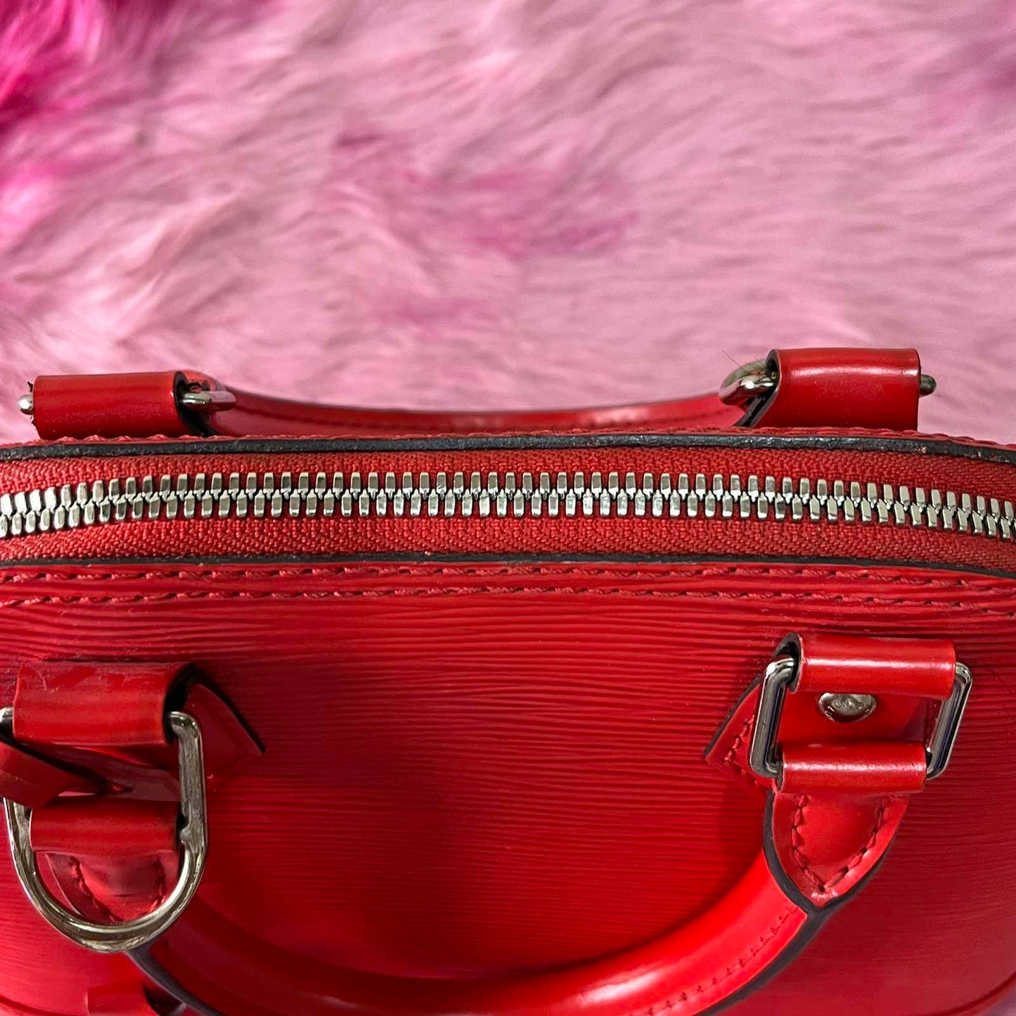 Louis Vuitton Alma BB Epi Red – 6.7"H x 9.8"L x 4.7"W