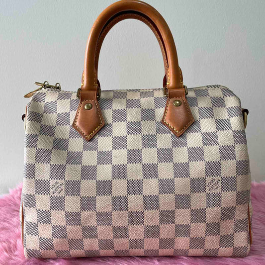Louis Vuitton Speedy 25, Damier Azur – 7.5"H x 10.2"L x 6"W