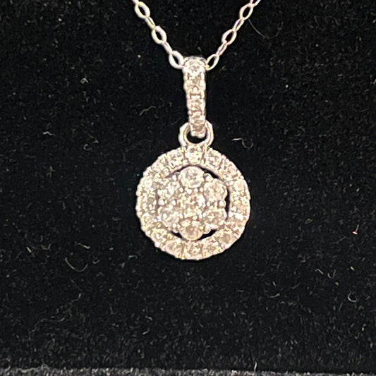 White Gold Diamond Cluster Pendant