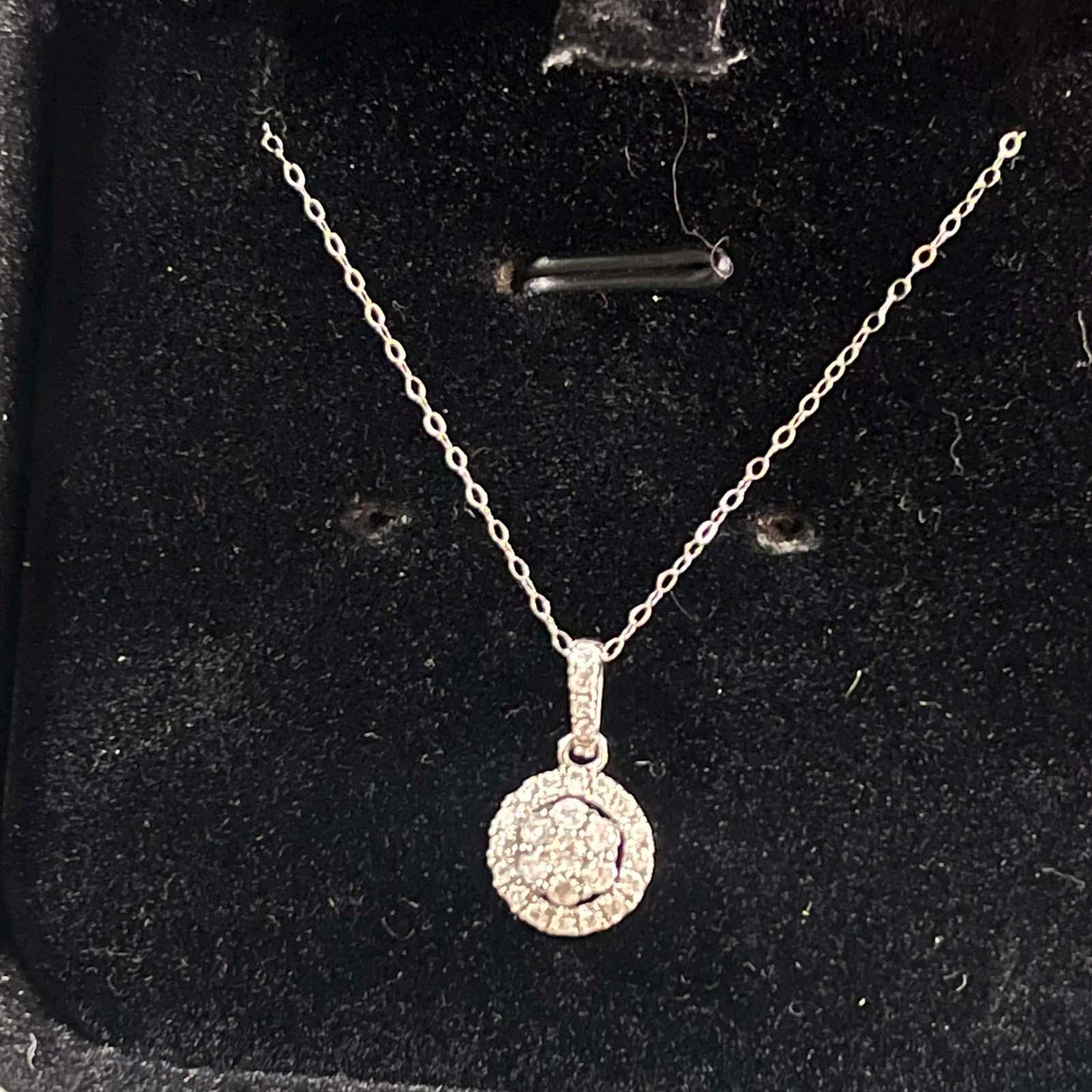 White Gold Diamond Cluster Pendant