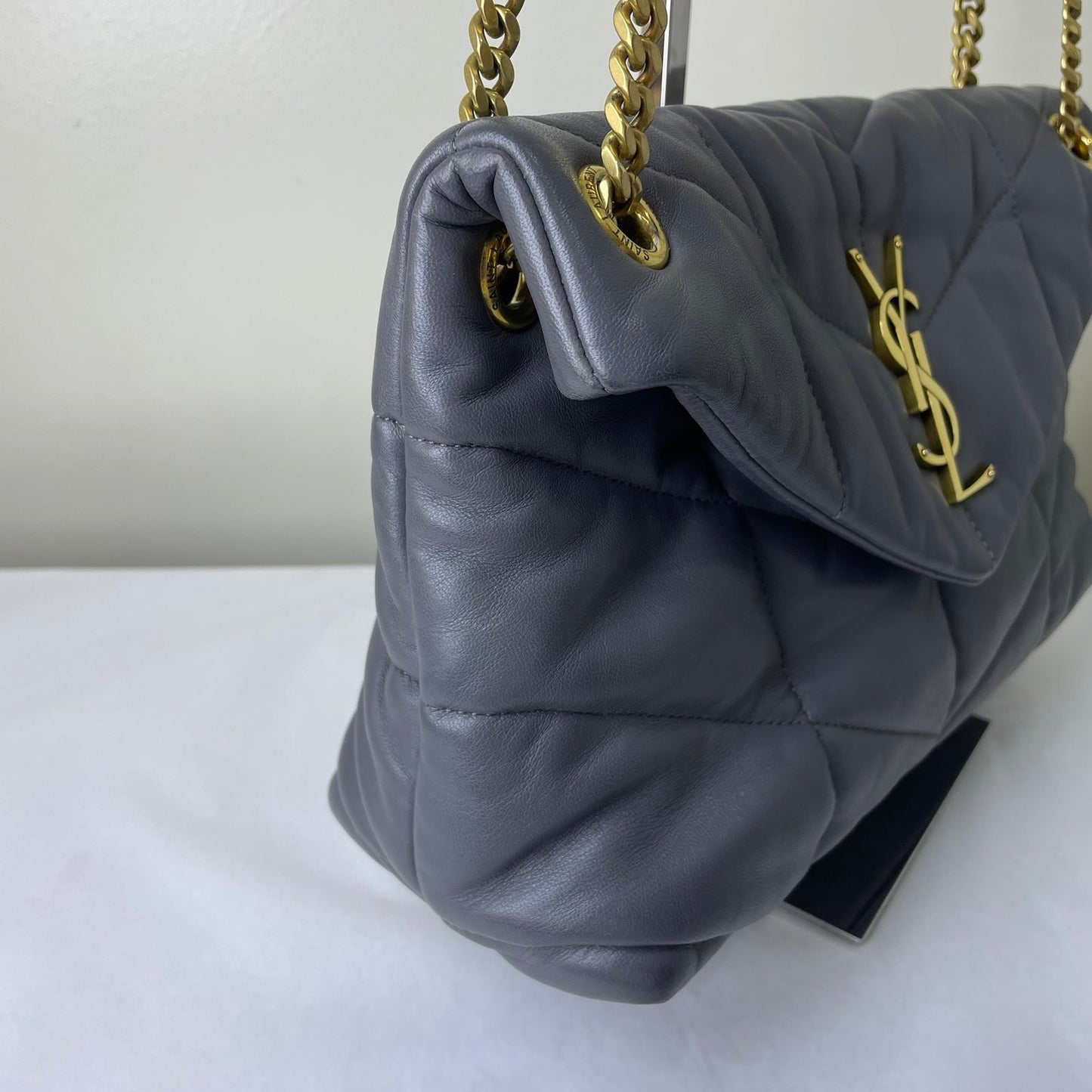 YSL Toy Loulou Medium Gray – 6"H x 9.1"L x 2.8"W
