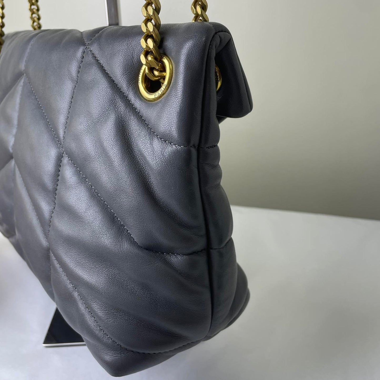 YSL Toy Loulou Medium Gray – 6"H x 9.1"L x 2.8"W