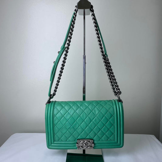 Chanel Le Boy Large Snake Skin Light Green – 11.8"H x 6.8"L x 3.9"W
