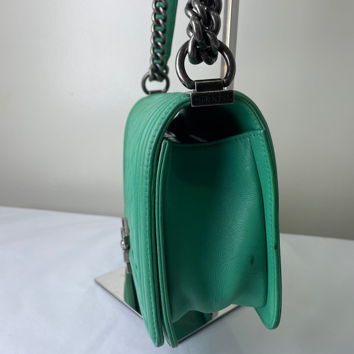 Chanel Le Boy Large Snake Skin Light Green – 11.8"H x 6.8"L x 3.9"W