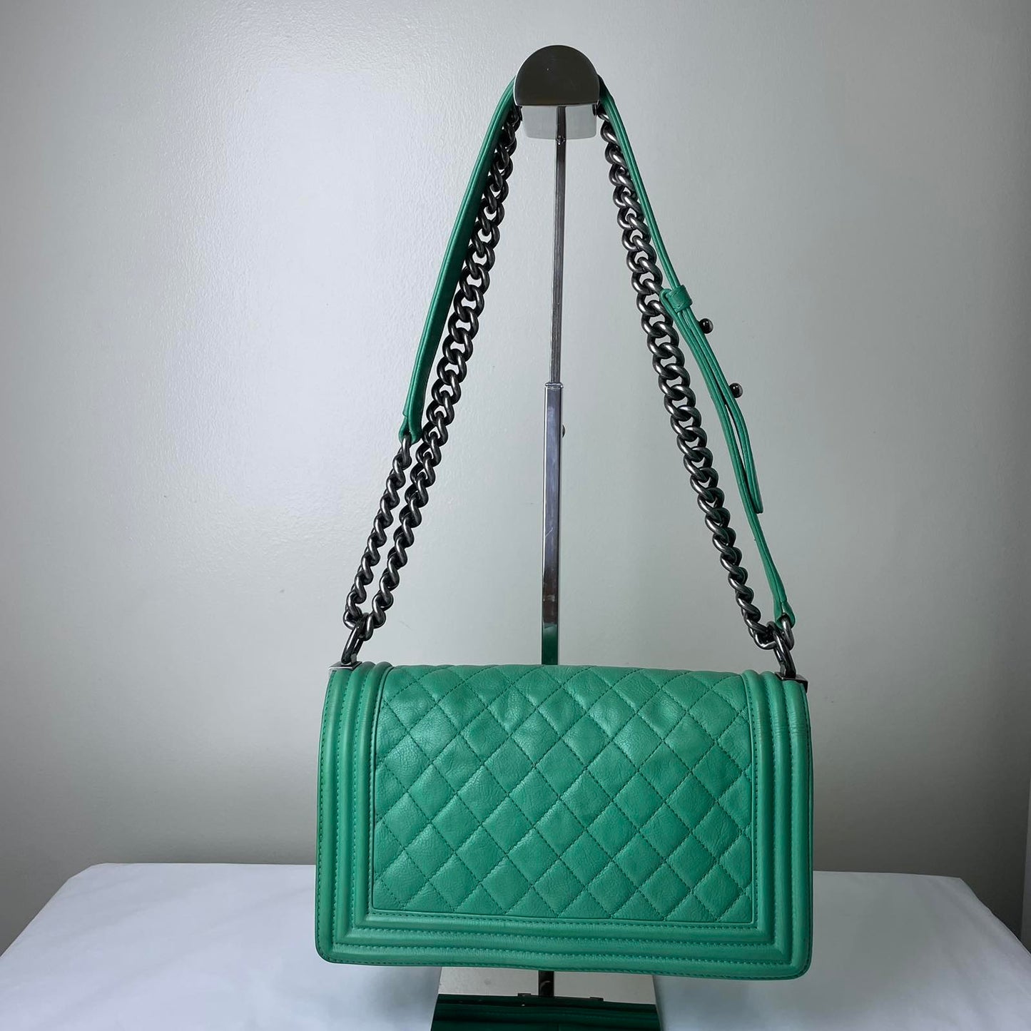 Chanel Le Boy Large Snake Skin Light Green – 11.8"H x 6.8"L x 3.9"W