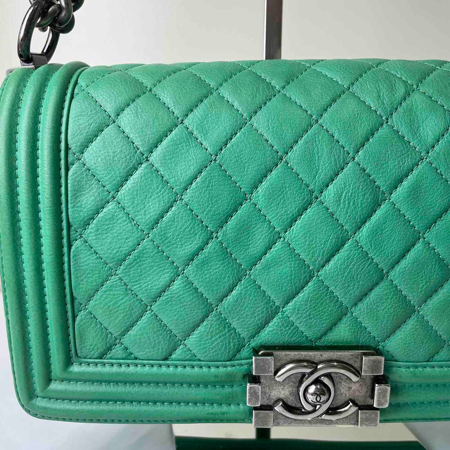 Chanel Le Boy Large Snake Skin Light Green – 11.8"H x 6.8"L x 3.9"W