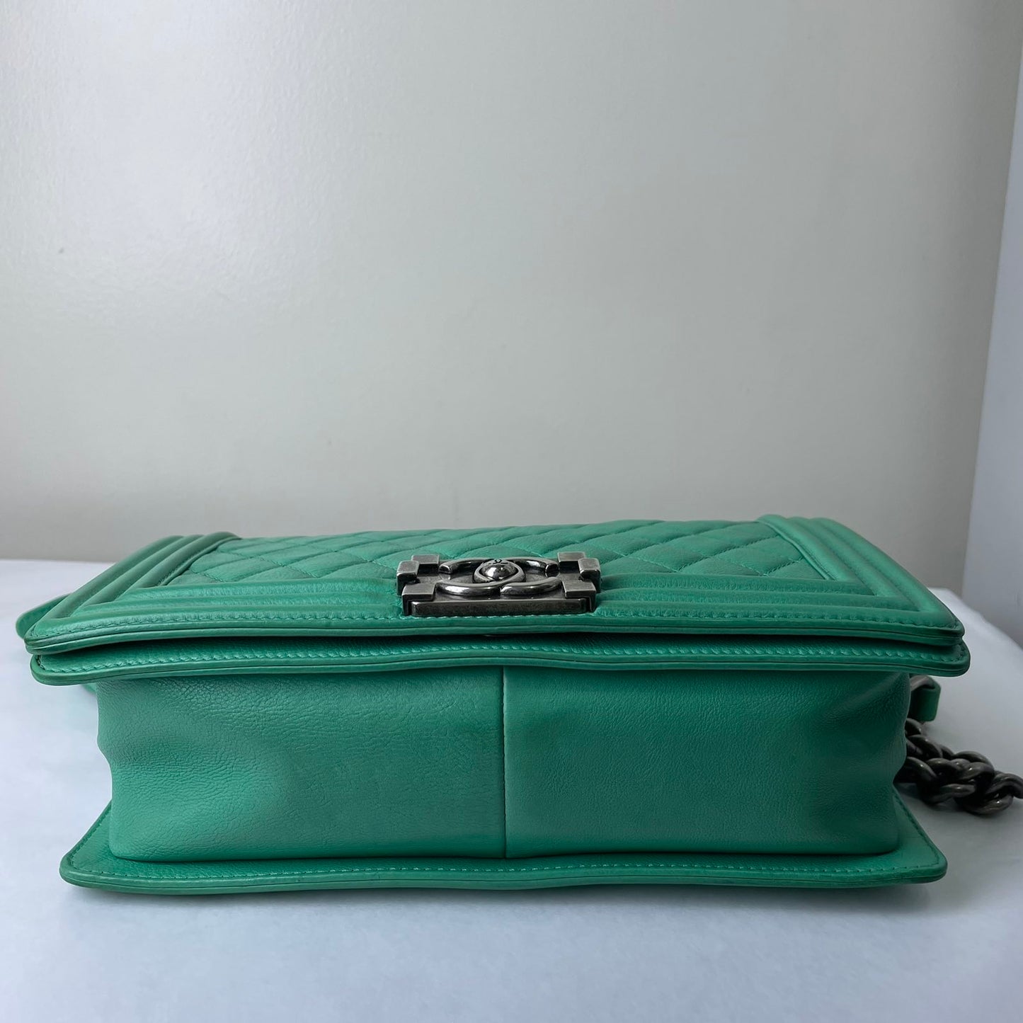 Chanel Le Boy Large Snake Skin Light Green – 11.8"H x 6.8"L x 3.9"W