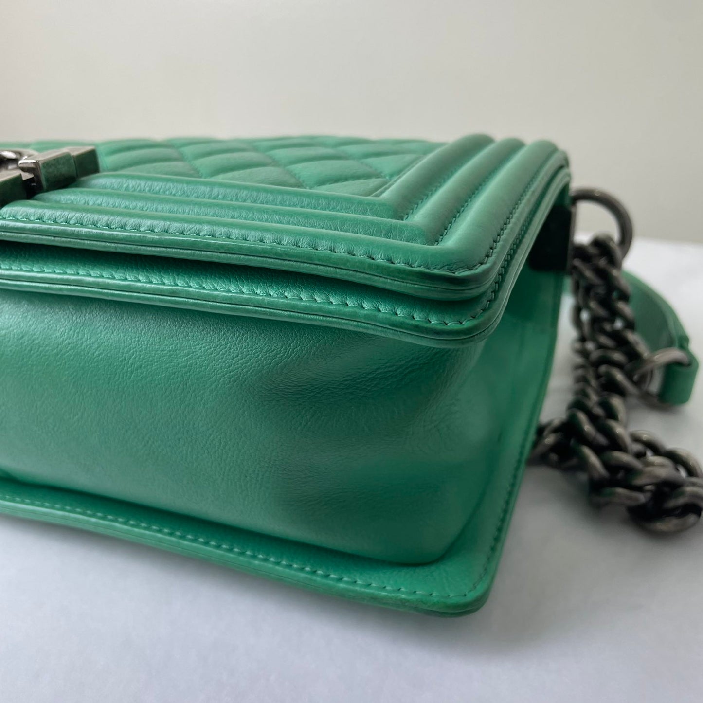 Chanel Le Boy Large Snake Skin Light Green – 11.8"H x 6.8"L x 3.9"W