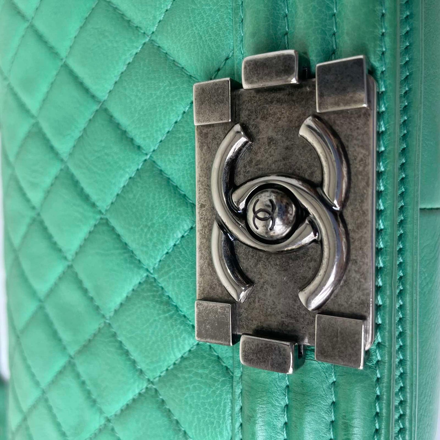 Chanel Le Boy Large Snake Skin Light Green – 11.8"H x 6.8"L x 3.9"W