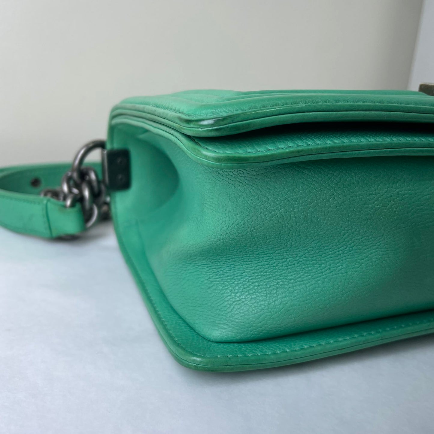Chanel Le Boy Large Snake Skin Light Green – 11.8"H x 6.8"L x 3.9"W